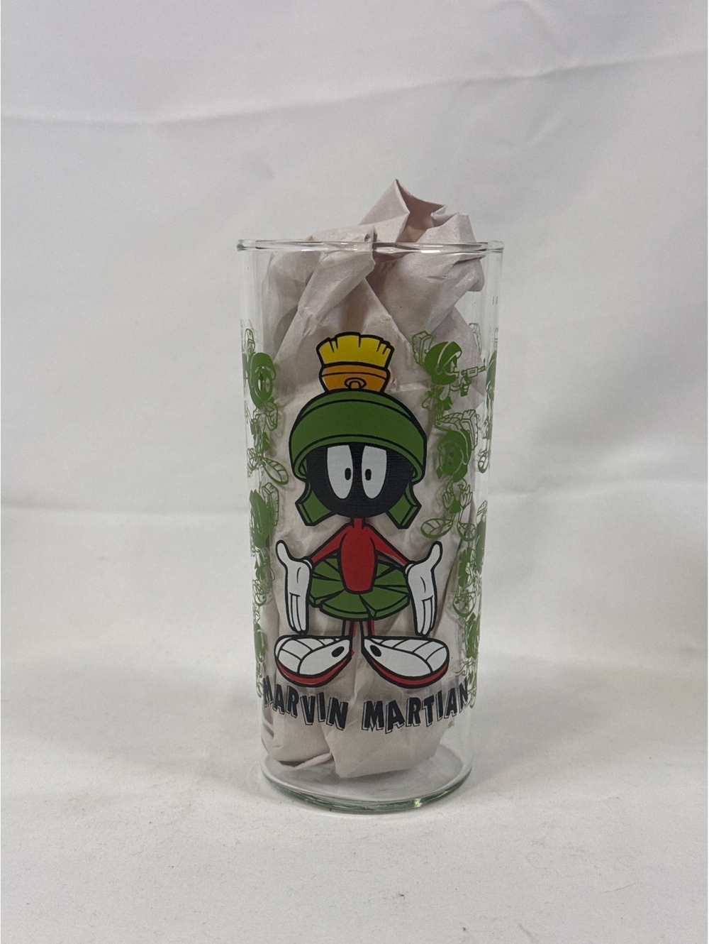 Vintage Marvin the Martian Looney Tunes Glass Tumbler 6” Collectible